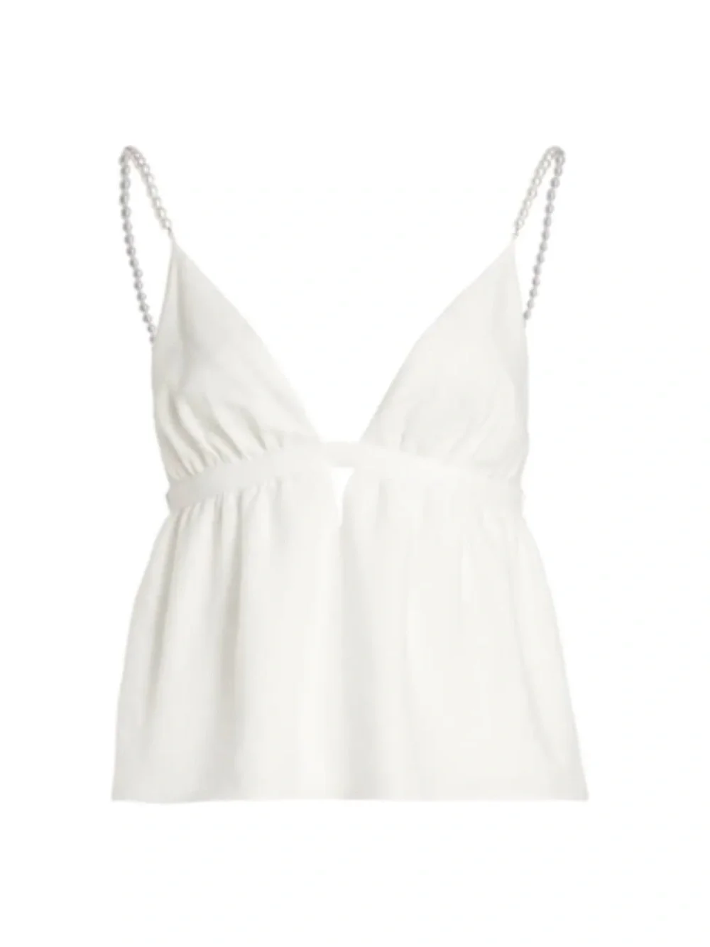 CAMI NYC Rose Cami White Beaded Strap Babydoll Top NWT Size S